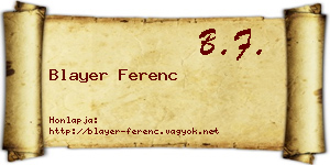 Blayer Ferenc névjegykártya